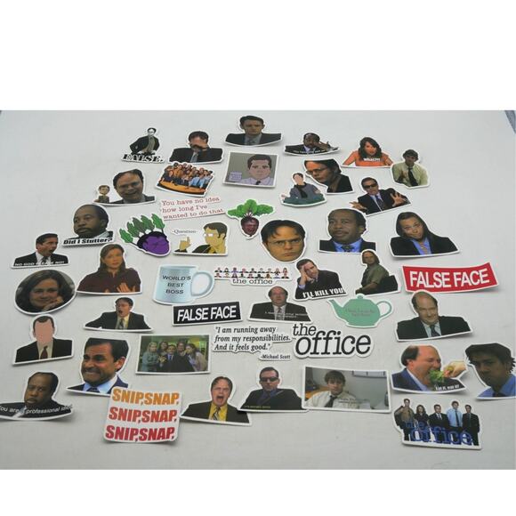 46 The Office Stickers Michael Dwight Jim Stanley Kevin Vinyl Laptop Bottle - Picture 1 of 14